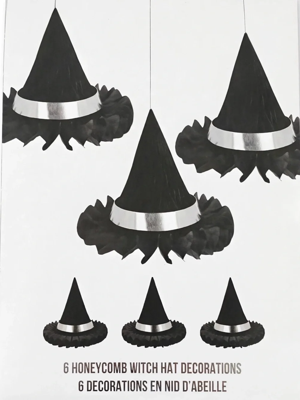 Meri Meri Black Witch Hat Hanging Decorations with Silver Band